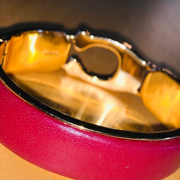 Leather and Gold Coach Cuff Bracelet - Picture 6 of 7